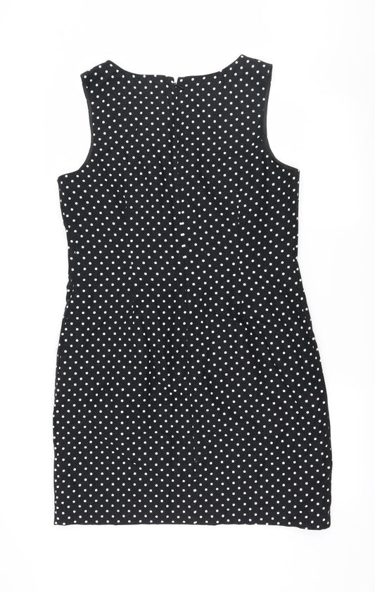 Papay Womens Black Polka Dot A-Line Size 14