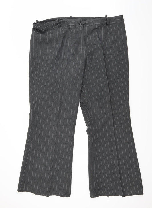 Preworn Womens Grey Striped Trousers Size 20 L29 in