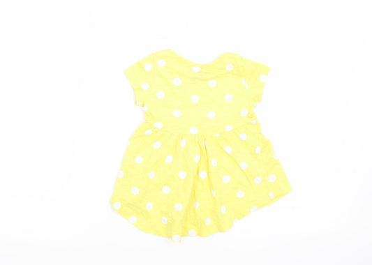 NEXT Girls Yellow Polka Dot T-Shirt Dress Size 6-9 Months