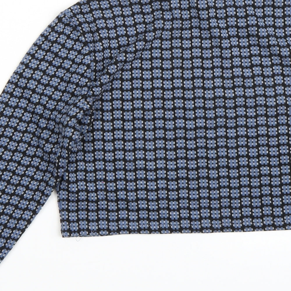 Brand and care label for Topshop women’s blue jumper, size UK 10
