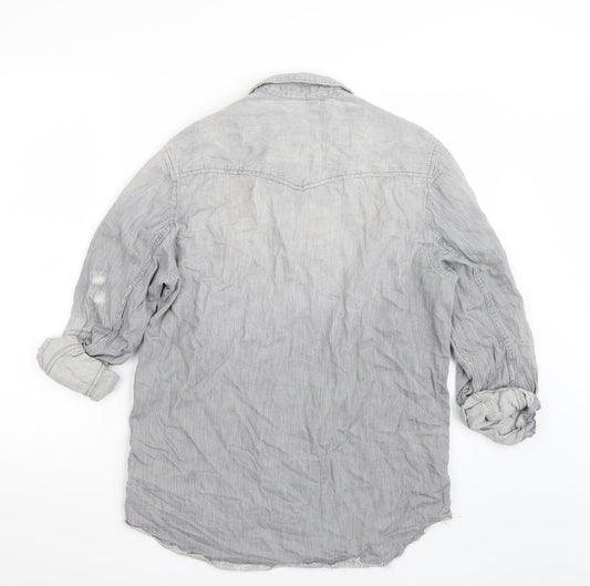 H&M Womens Grey Basic Button-Up Size M