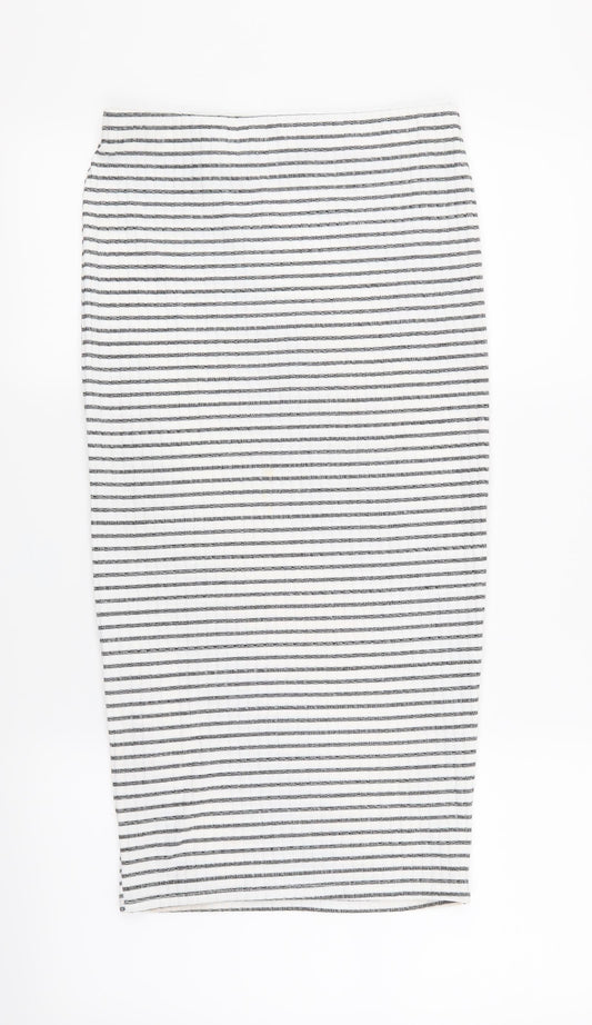 Dorothy Perkins Womens White Striped A-Line Skirt Size 8