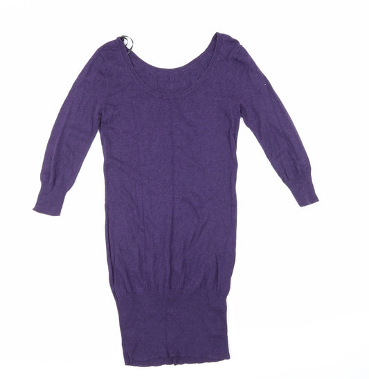 Dorothy Perkins Womens Purple Knit Jumper Dress Size 8