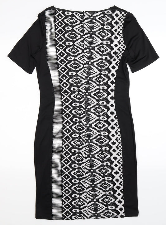 Internacionale Womens Black Geometric Bodycon Size 12