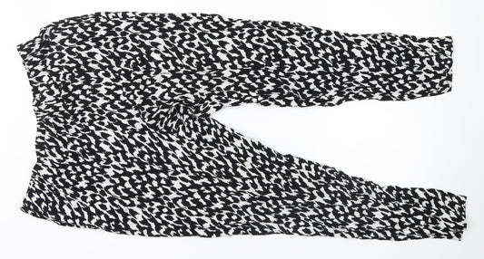 H&M Womens Black Animal Print Sweatpants Trousers Size 14 L26 in
