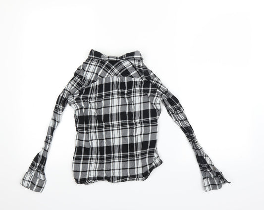H&M Womens Black Check Basic Button-Up Size S - 9-10 YEARS