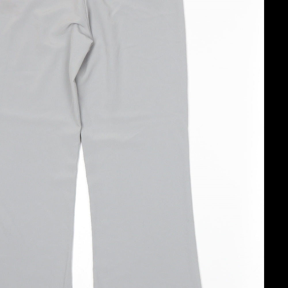 Brand and care label for Misspap women’s grey trousers, size UK 6, 29-inch leg