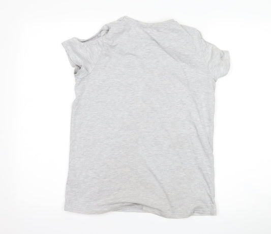 George Girls Grey Basic T-Shirt Size 13-14 Years - Unicorn cut out shoulders