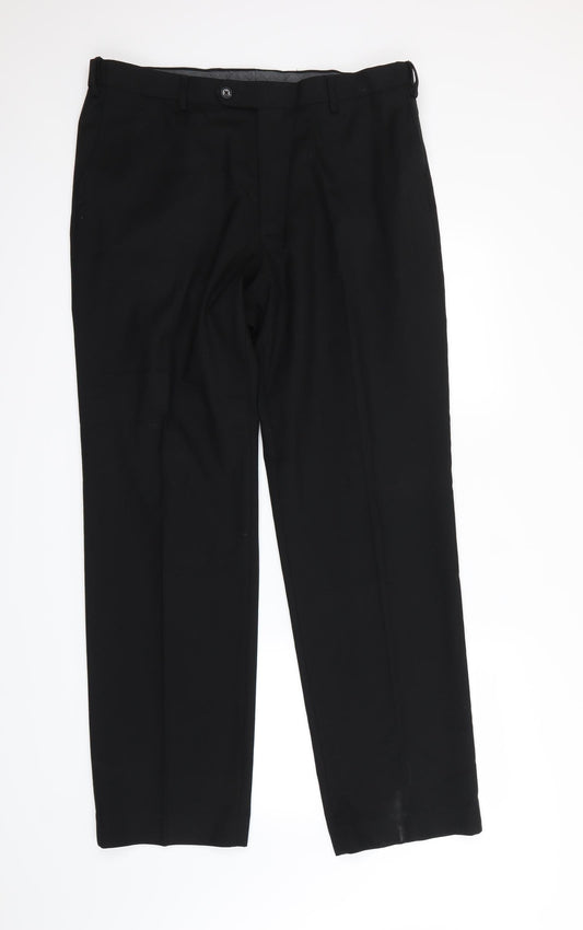 M&S Womens Black Dress Pants Trousers Size 36 in L28 in