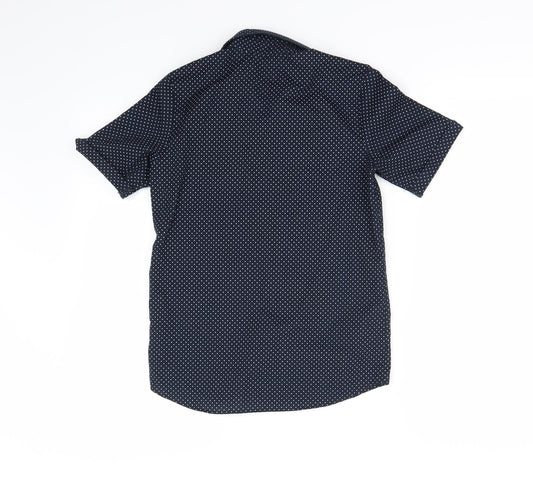 H&M Boys Blue Polka Dot Basic Button-Up Size 8-9 Years