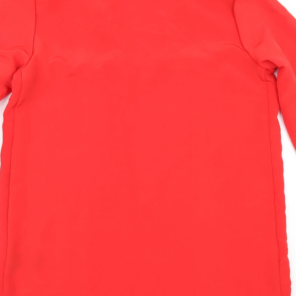 Brand and care label for H&M women’s red shirt dress, size UK 14