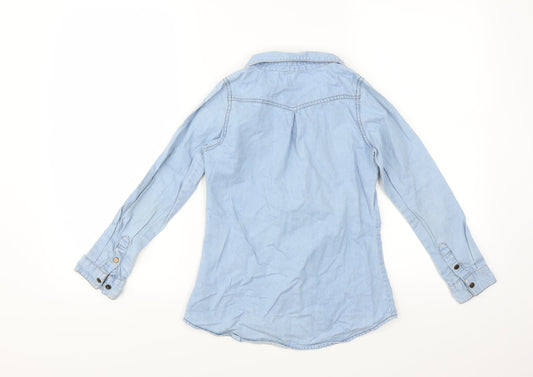 Miss Evie Girls Blue Basic Button-Up Size 8-9 Years