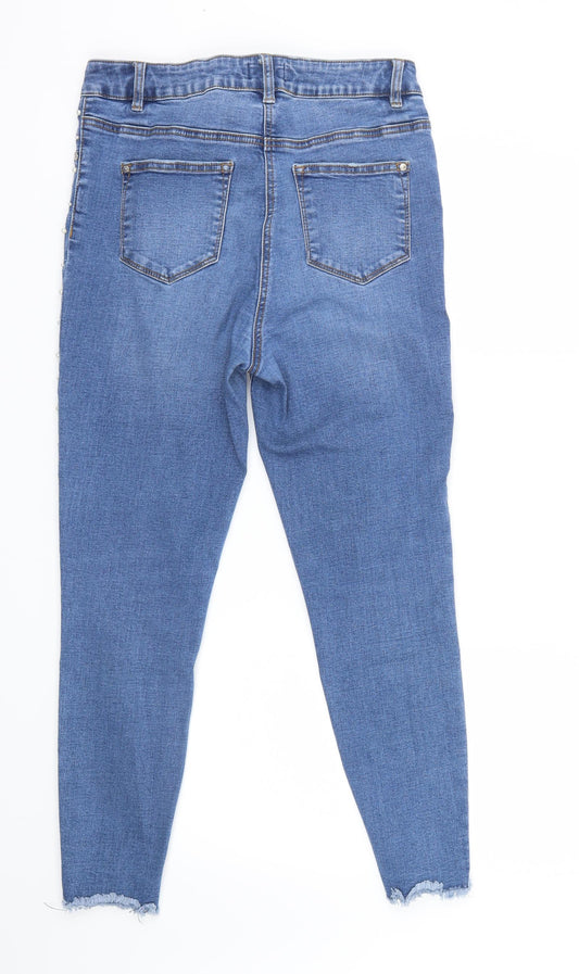 /Denim Womens Blue Denim Straight Jeans Size 14 L25 in