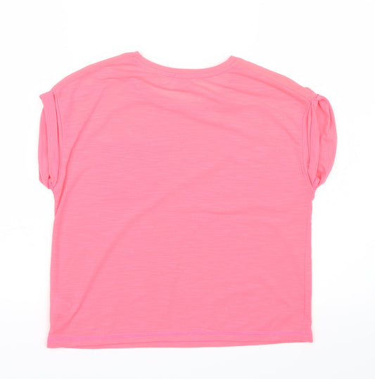 River Island Girls Pink Basic T-Shirt Size 11-12 Years - Neon