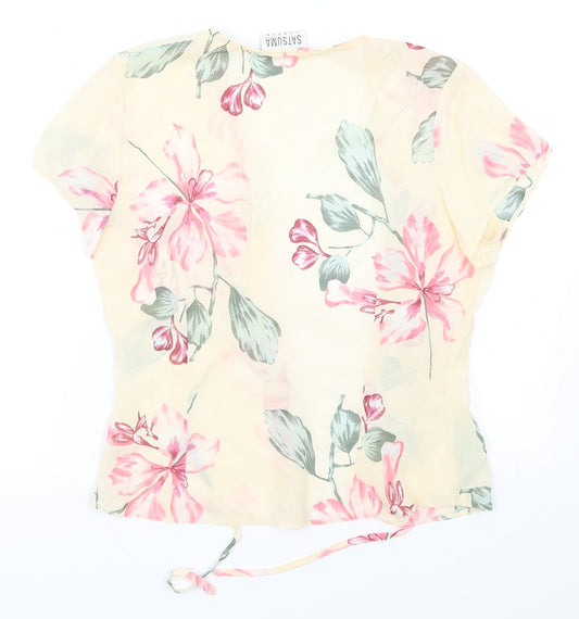 Satsuma London Womens Beige Floral Cardigan Jumper Size M
