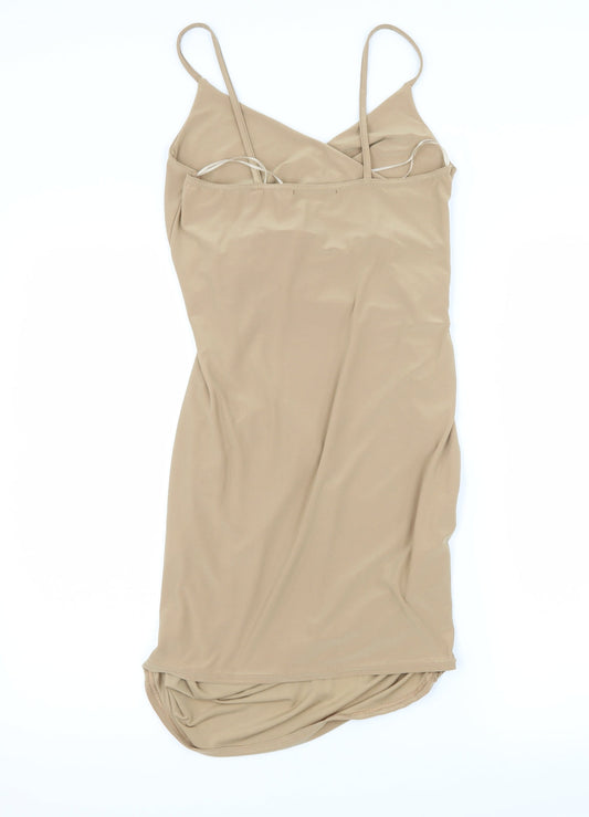 Kiah Womens Beige Slip Dress Size 12 - Ruched