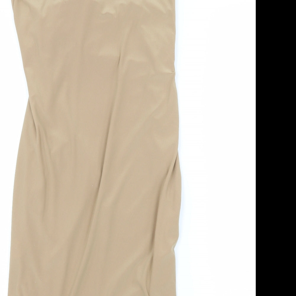 Kiah Womens Beige Slip Dress Size 12 - Ruched