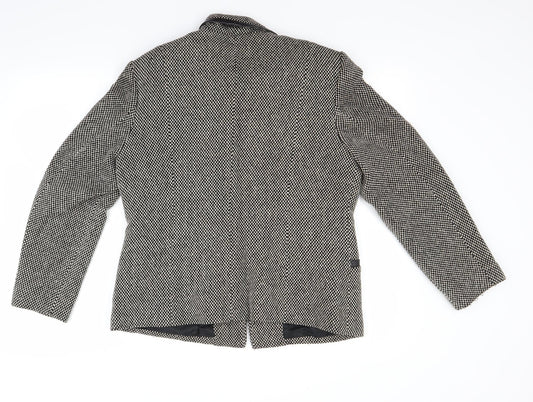 Talbots Womens Grey Houndstooth Jacket Coat Size 12