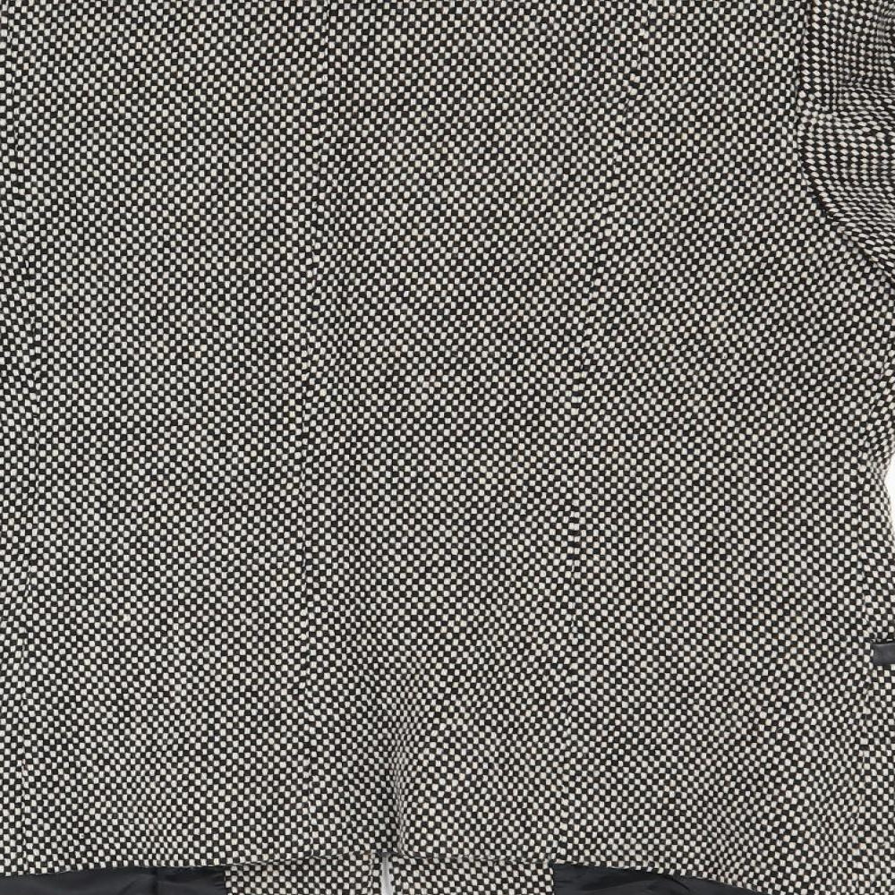 Brand and care label for Talbots women’s grey houndstooth jacket coat, size UK 12