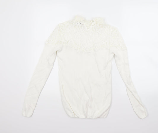 tesini Womens White Pullover Jumper Size 12