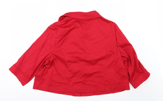 Agenda Womens Red Denim Jacket Size 24