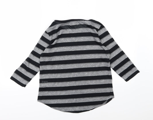 Papata Womens Grey Striped Knit Pullover Jumper Size 10