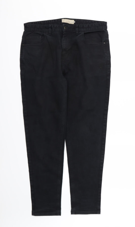 Additional front view of Next women’s black denim tapered jeans, size UK 34, 31-inch leg