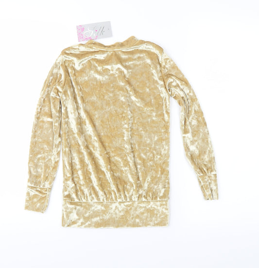 Silk Girls Gold Velour Pullover Sweatshirt Size 7-8 Years