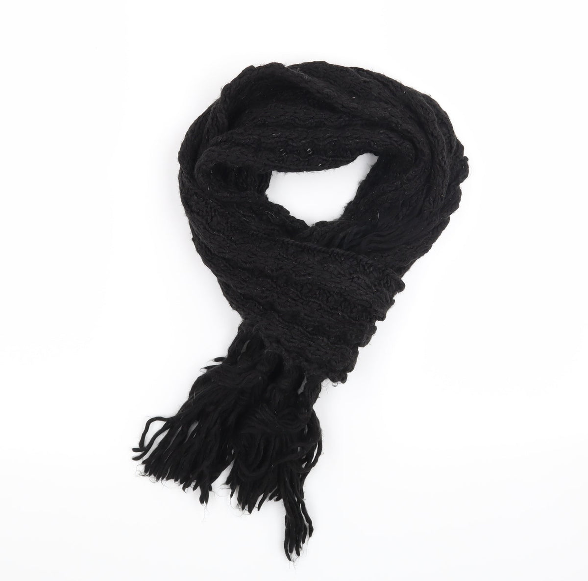 Front view of Preworn women’s black scarf