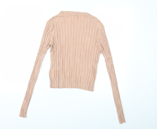 Bershka Womens Pink Knit Pullover Jumper Size L