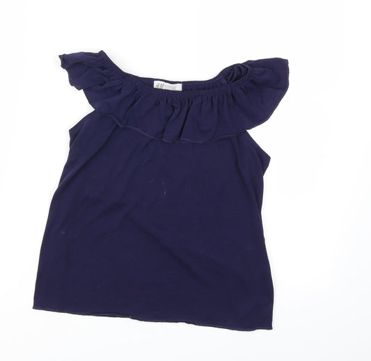 H&M Girls Blue Basic Blouse Size 6 Years