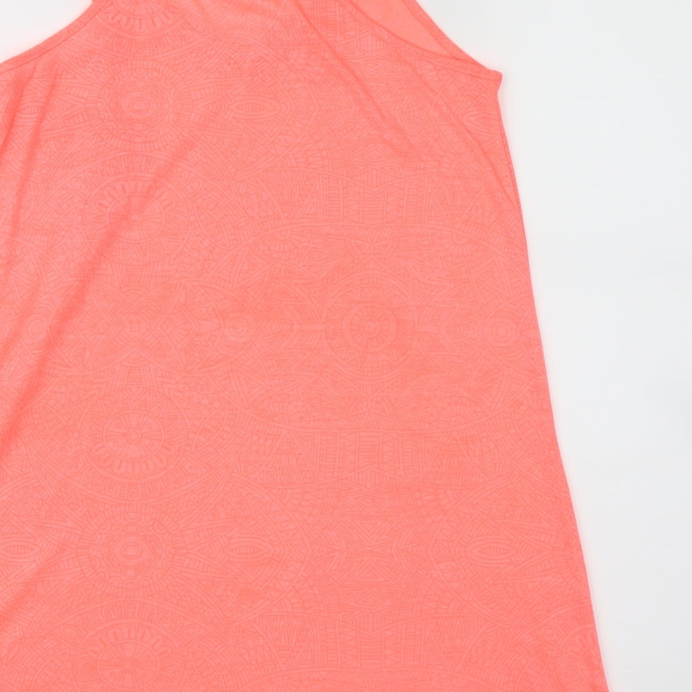 Brand and care label for Papaya women’s pink geometric basic tank, size XS, - neon