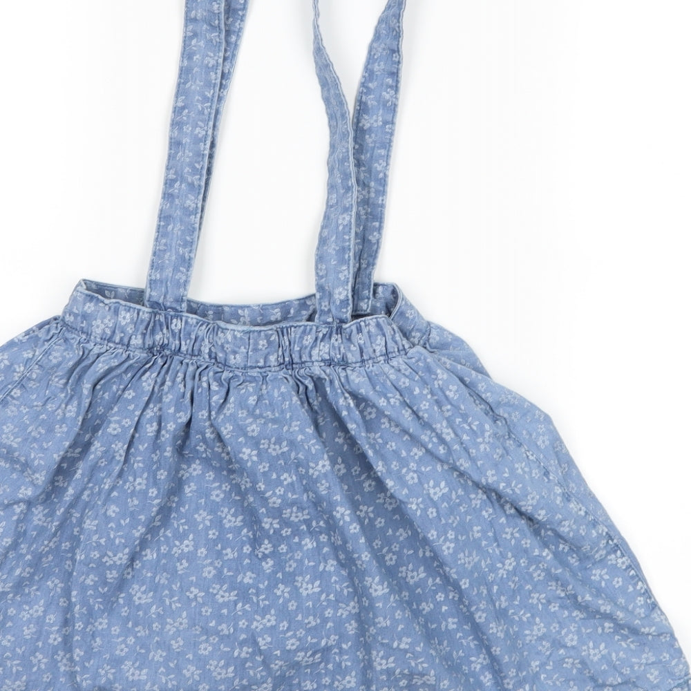 Brand and care label for George girls’ blue floral a-line skirt, size 5-6, years - dungaree