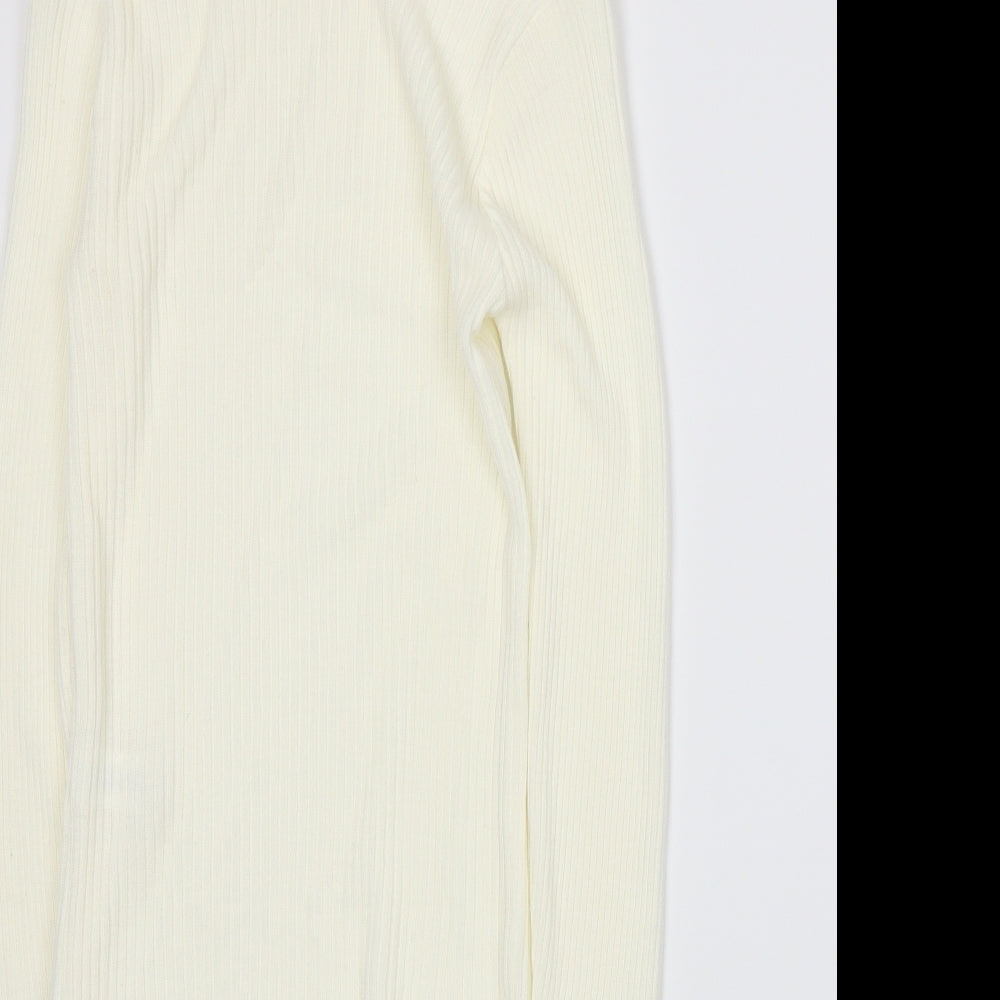 Brand and care label for I SAW IT FIRST women’s ivory knit jumper, size M