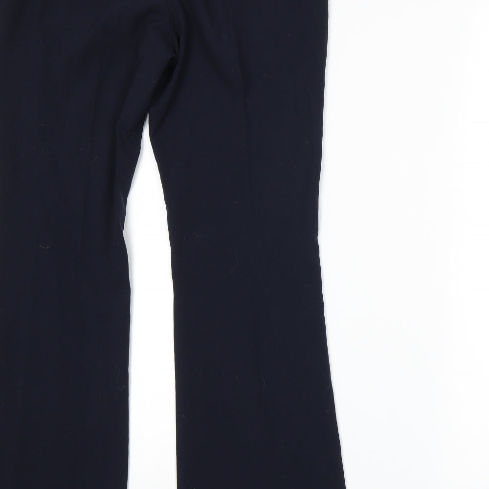 Brand and care label for Marks & Spencer women’s blue trousers, size UK 12, 30-inch leg