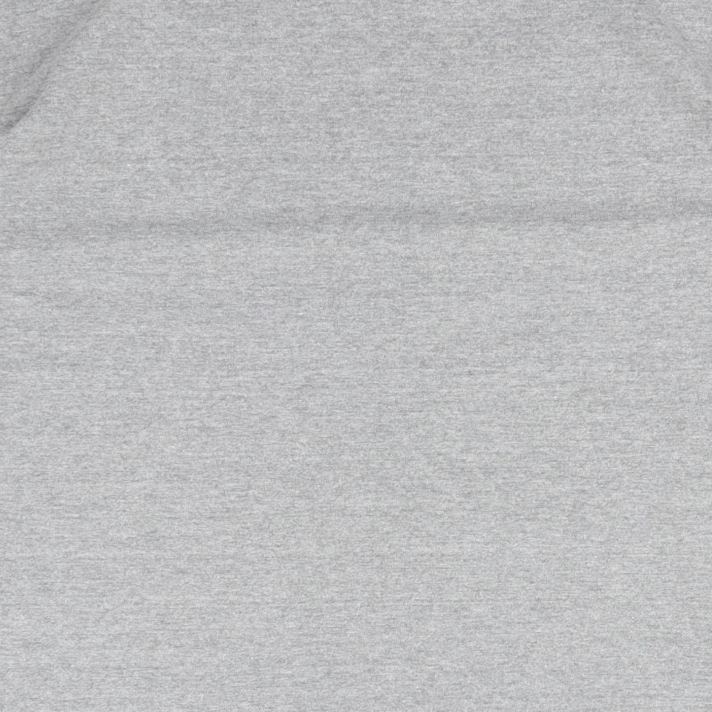 Brand and care label for Topshop women’s grey basic t-shirt, size UK 8