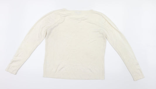 Kliss Womens White Knit Pullover Jumper Size L