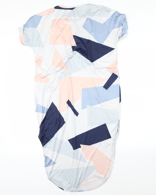 Preworn Womens Multicoloured Geometric T-Shirt Dress Size S