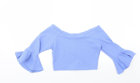 kiah Womens Blue Basic Blouse Size 12 - CROPPED