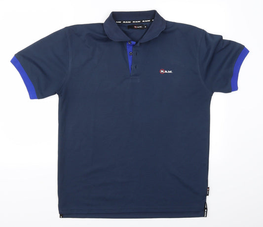 RAM Mens Blue Polo Size M