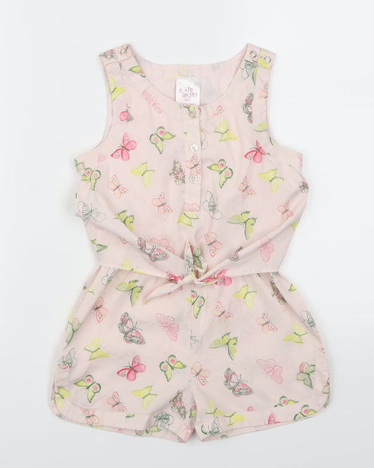 Evie Girls Pink Animal Print Playsuit One-Piece Size 6 Years - Butterflies