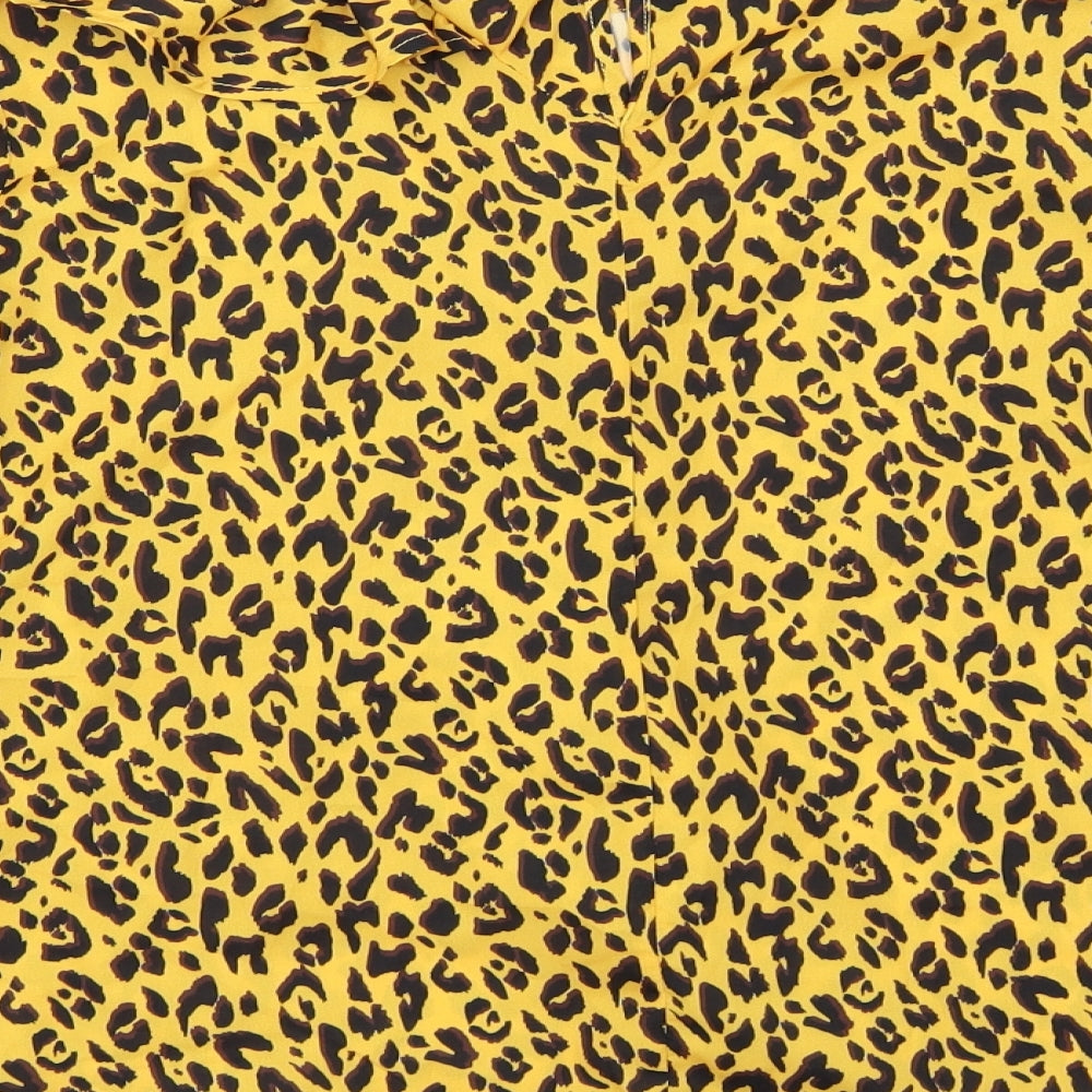 Savida` Womens Yellow Animal Print Tunic Blouse Size XS