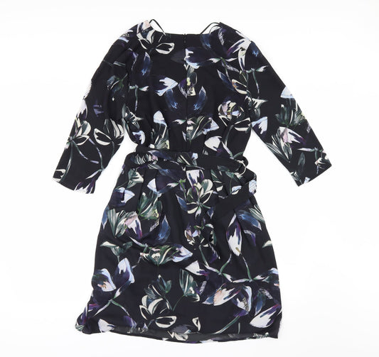 MNG Womens Black Floral Fit & Flare Size S