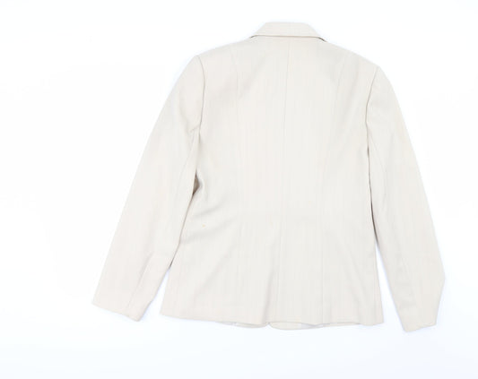 Liquid Womens Beige Striped Jacket Suit Jacket Size 14