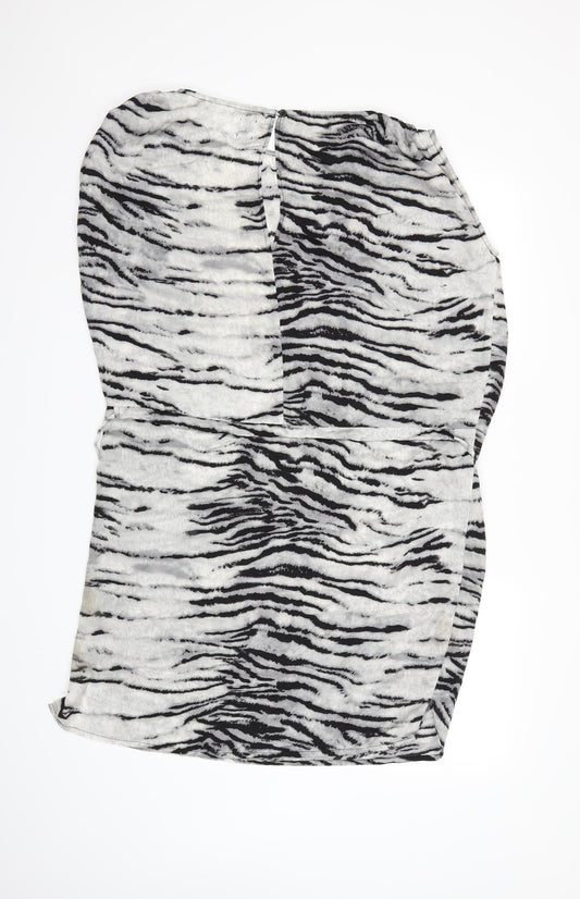 Saint Tropez Clothing Womens Grey Animal Print Kimono Blouse Size M