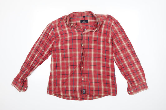 giovanni galli Mens Red Check Button-Up Size M