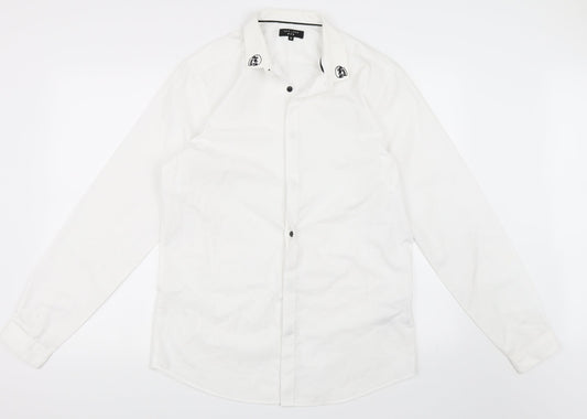 New Look Mens White Button-Up Size M