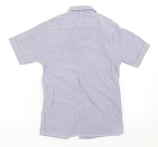 Rebel Boys Blue Striped Basic Button-Up Size 9-10 Years