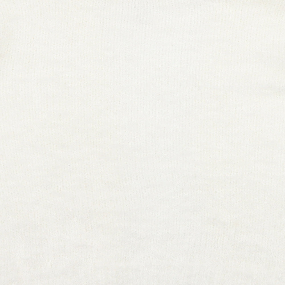 Brand and care label for Anthology women’s white knit cardigan jumper, size UK 20