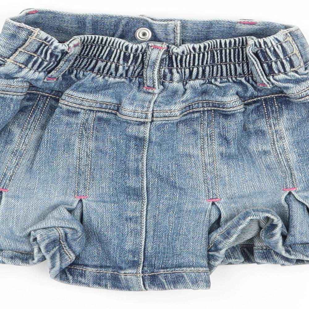 Brand and care label for Next girls’ blue ombré denim flare set, size 6-9, months